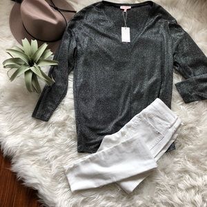 NWT silver metallic shimmer top